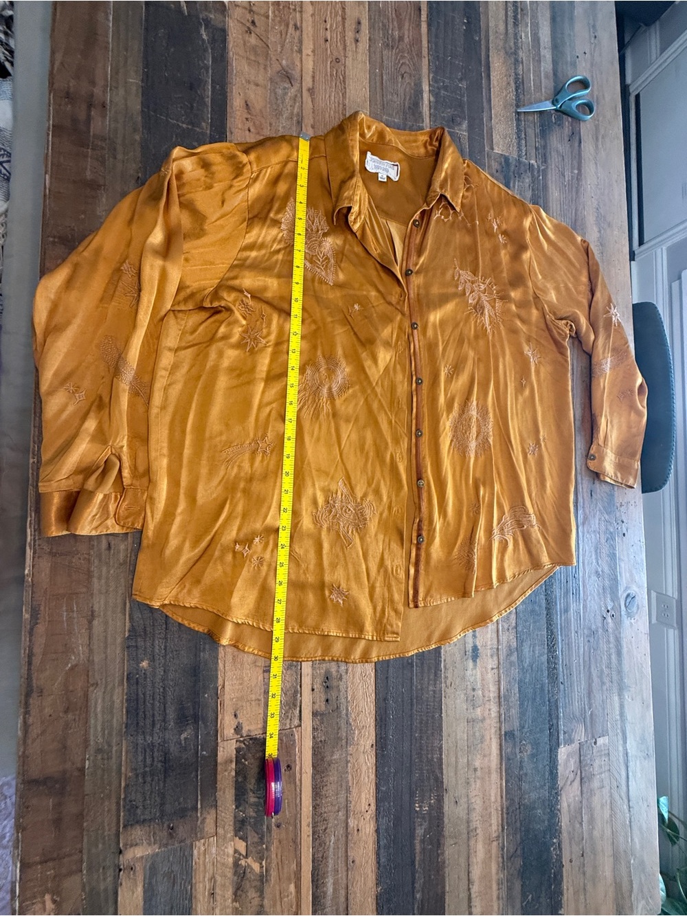 Johnny Was embroidered Gold Celestial button up blouse